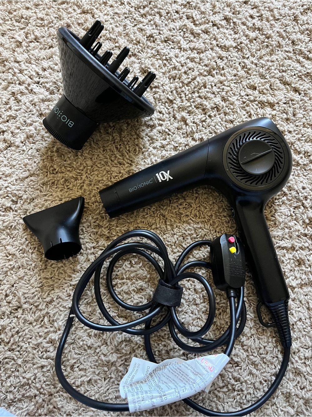 Bio ionic 10X Professional Hair Dryer with Diffuser - Black